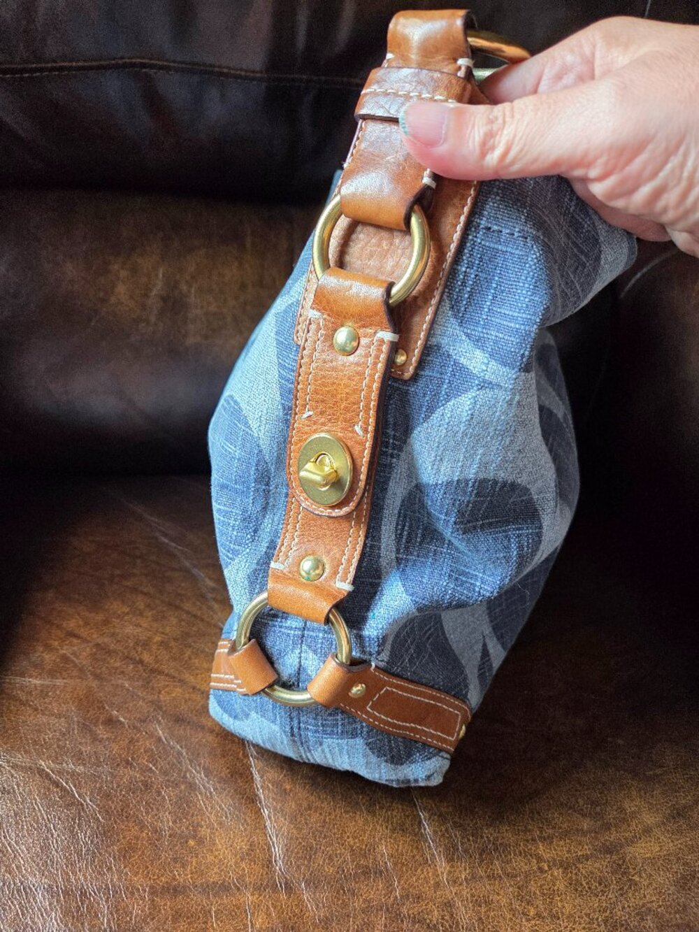 RARE Coach 10795 vintage y2k denim Carley Carly tonal blue hobo bag - Picture 3 of 15